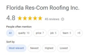 FL Res-Com Roofing Google Reviews